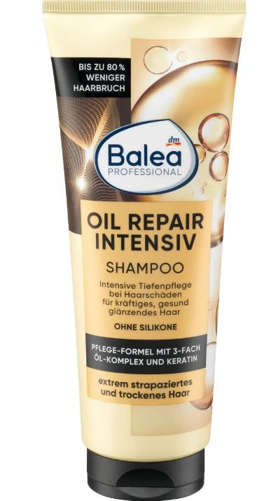 Шампунь для поврежденных волос Balea Repair Intensiv с маслом арганы марулы и бабассу 250мл. 4066447365429