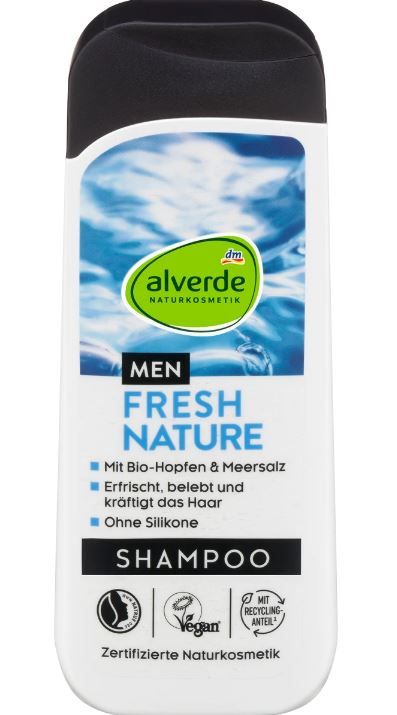 Шампунь Alverde Men Fresh Nature Shampoo mit Bio-Hopfen укрепляющий 200мл Германия 4066447523706