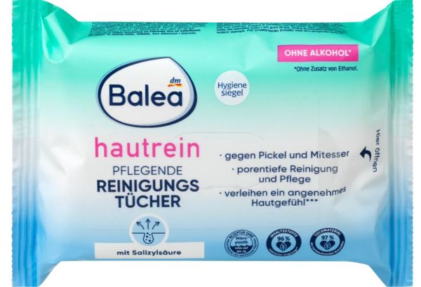 Серветки очищаючі поживні від прищів і чорних точок Balea Hautrein 25шт. Німеччина 4058172997129