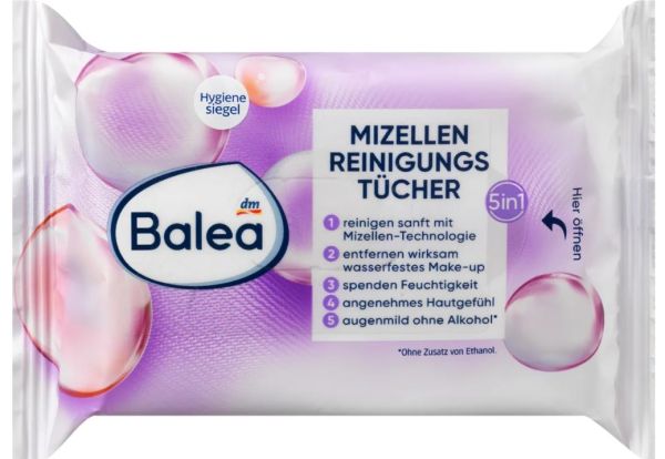 Серветки для обличчя міцелярні очищаючі&nbsp;Balea 5in1 Mizellen Reinigungstucher 25шт. Німеччина 4058172997143