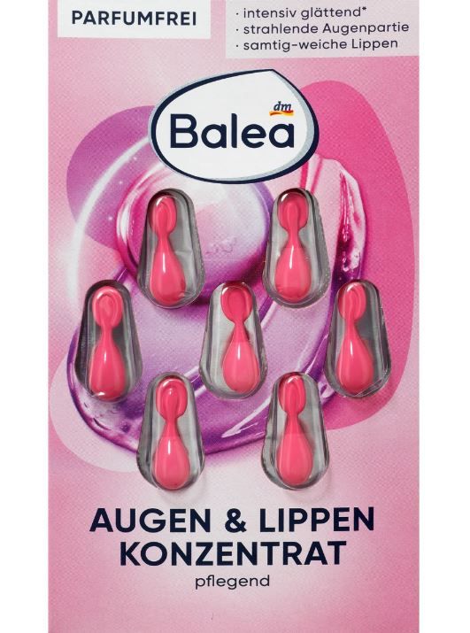Капсули для очей та губ проти зморшок Balea Augen &amp; Lippen 7шт. 4066447245554