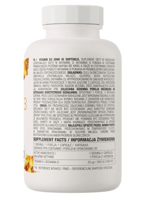 Вітамінний комплекс OstroVit D3 2000 IU 60 капсул 5903246221954