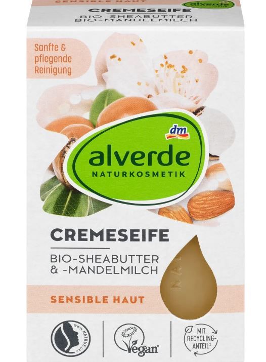Мило-крем Alverde Sheabutter and Mandelmilch naturkosmetik олія ши та мигдальне молоко 100г. 4066447231403