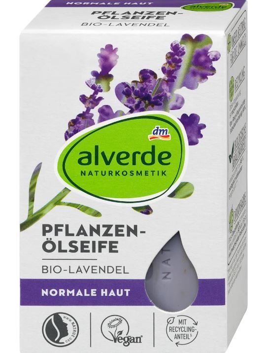 Мило-крем Alverde Pflanzenolseife mit Lavendel з рослинним маслом з лавандою 100г. 4066447342925