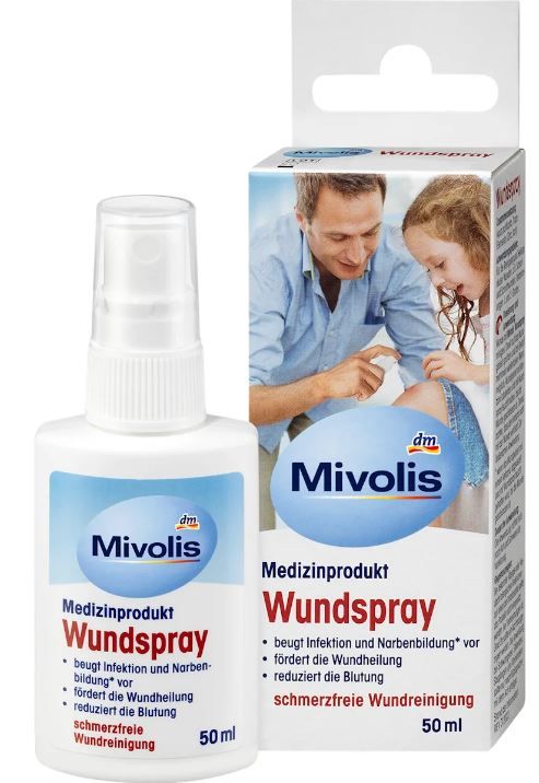 Спрей для дезінфекції та загоєння ран Mivolis Wundspray 50мл. Німеччина 4066447015461