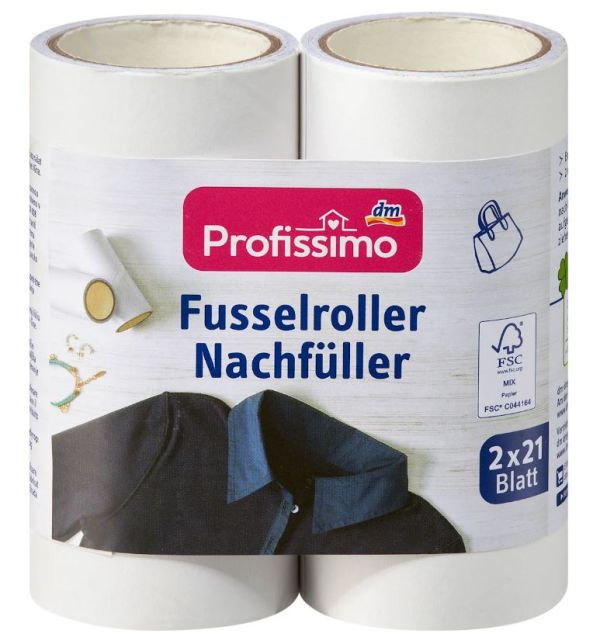 Набір змінних роликів Profissimo Fusselroller Nachfullpack 2шт. в рулоні 3,7м 21 лист 4066447677164