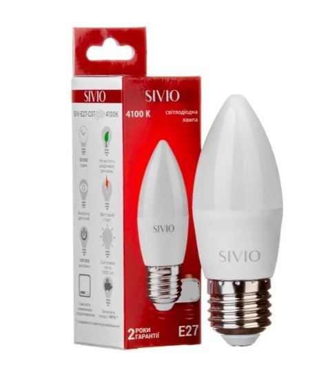 Лампа світлодіодна Sivio нейтральна біла SIVIO-E27-C37-6W-4100K 1012806