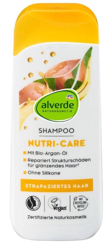 Шампунь для пошкодженого волосся Alverde Nutri-Care гліцерином та аргановим маслом 200мл 4066447332308